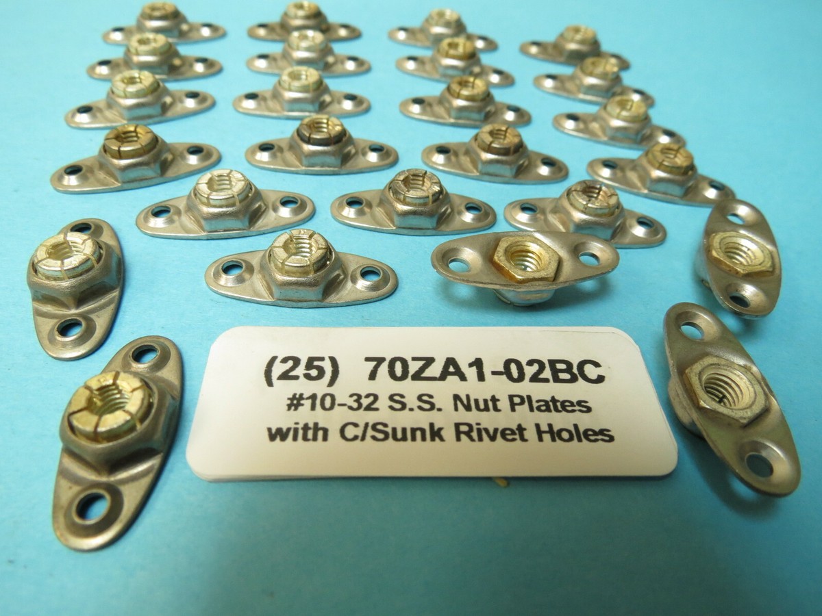 10-32 Stainless Steel Flexloc Anchor Nutplate 70ZA1-02BC C/Sunk