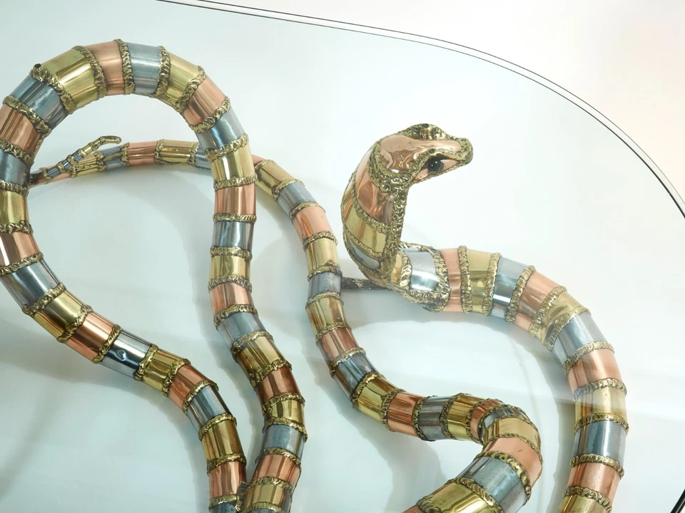 Mesa de centro firmada Isabelle Faure cobra escultura XL años 70 Foto 3 de 4