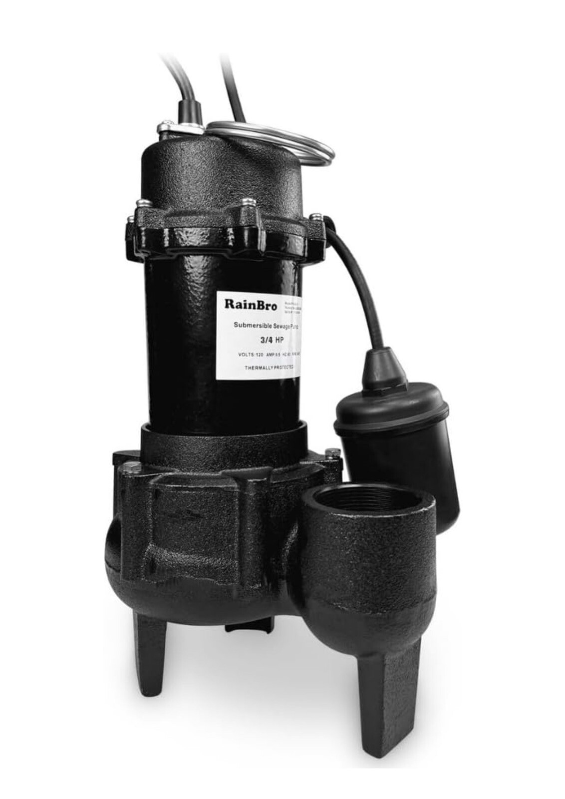 3/4HP Submersible Sewage Pump, Quiet Operation, Cast Iron Effluent Pump With ...
