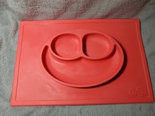 EZPZ Happy Mat - One-piece Silicone Toddler Baby Plate/Mat - Red - Preowned