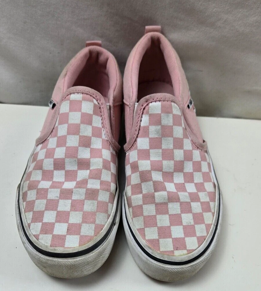 Vans Off The Wall Sneakers Women pink white Checkerboard Classic Slip on sz 3y - Image 2 of 4