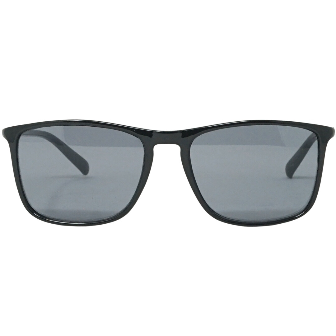 Calvin Klein Shiny Black Solid Smoke Lens Sunglasses  