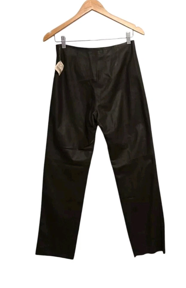 Yansi Fugel Womens 6 Deep Chocolate Brown Leather Pants Trousers Classic Lined - Image 2 of 4