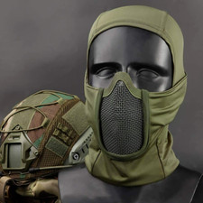 Tactical Full Face Mask Mesh Balaclava Hunting CS Airsoft Helmet Liner Cap Hat