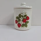 McCoy Strawberry Country 1852 Condiment Jelly Jam Jar Crock with Lid