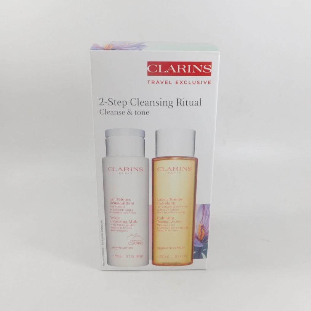 Clarins 2-STEP Cleansing Ritual Cleanse & Tone SAFRON FLOWER 200ml *NEW ...