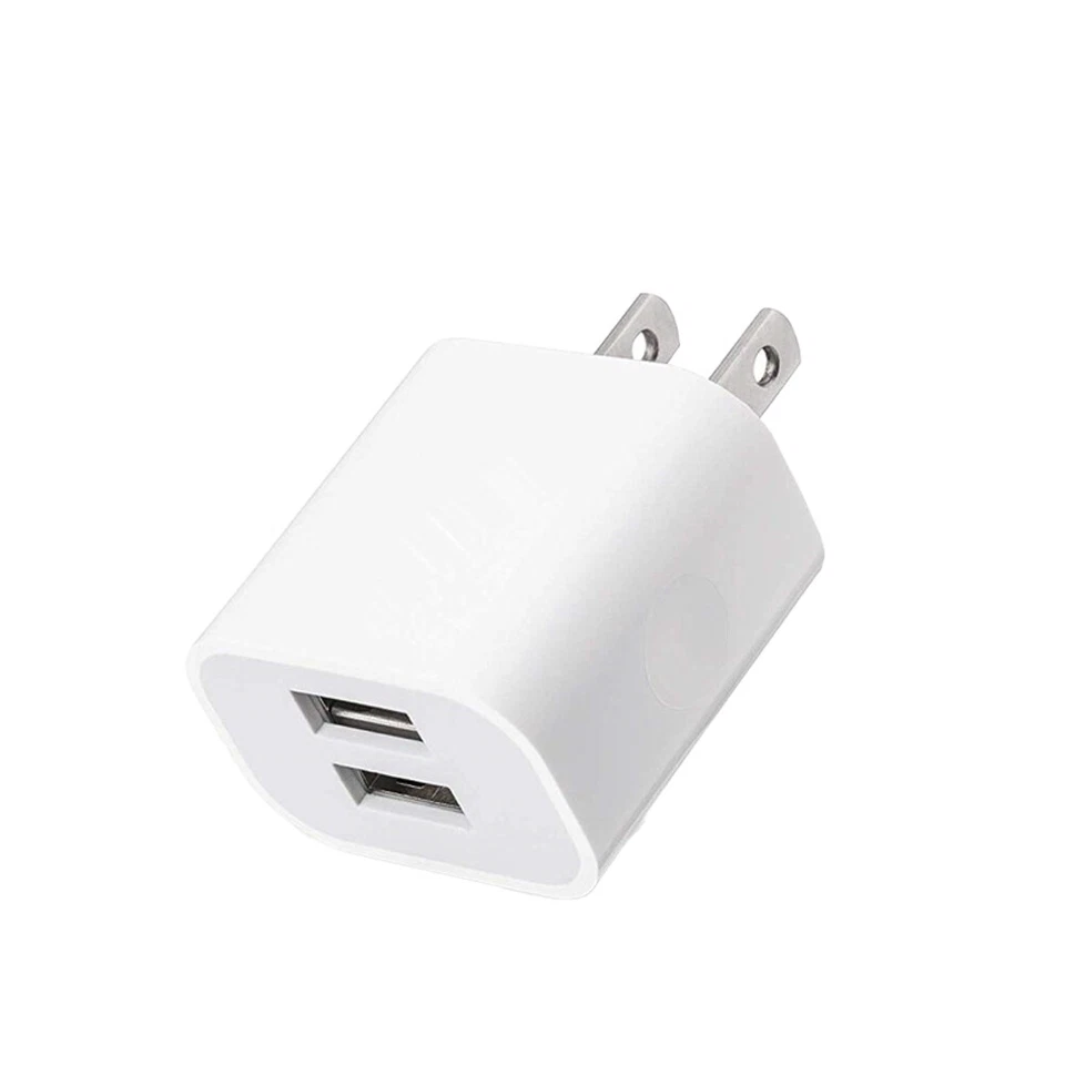 US 3 Pcs USB Charger Adapter Dual Port Power Adapter High-Speed Data Sync Wall - Image 2 of 4