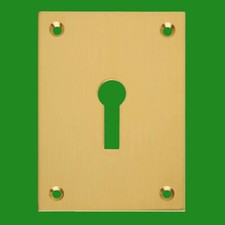2x Rectangle Brushed Brass Lock Key Hole Cover Escutcheon Plate 56mm x 44mm 2.2"