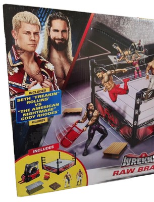 WWE Wrekkin Raw Brawl Ring Cody Rhodes Seth Rollins With Forklift