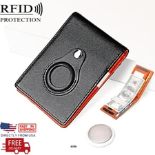 Men's Leather Wallet Money Clip Slim Front Pocket ID Credit Card Holder Handbag