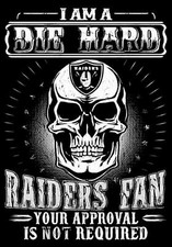 2 Las Vegas Raiders Die Hard Skull Waterproof Vinyl Stickers 5x3.5 Oakland Decal
