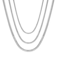Snake Chain Silver Stainless Steel 18 Carat White Gold Plated Watertight 