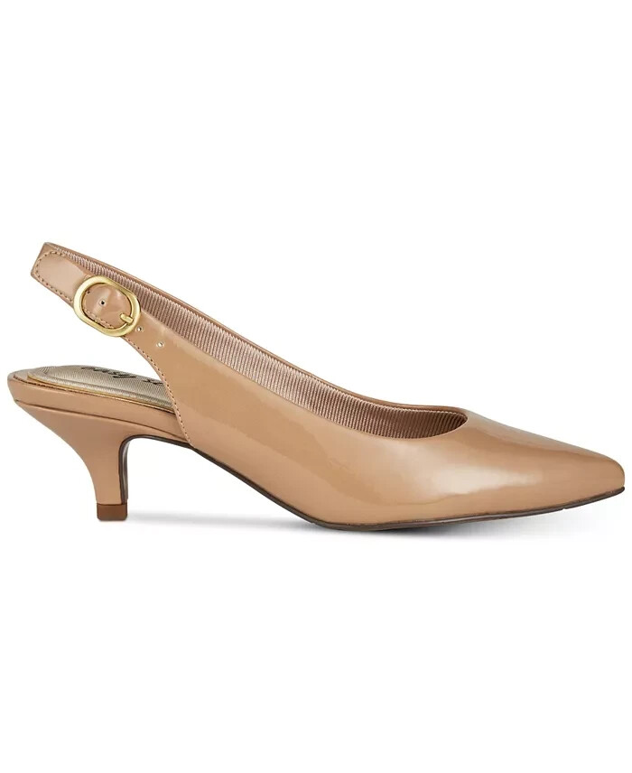 Easy Street Women's Faye Slingback Kitten-Heel Pumps, Nude Patent