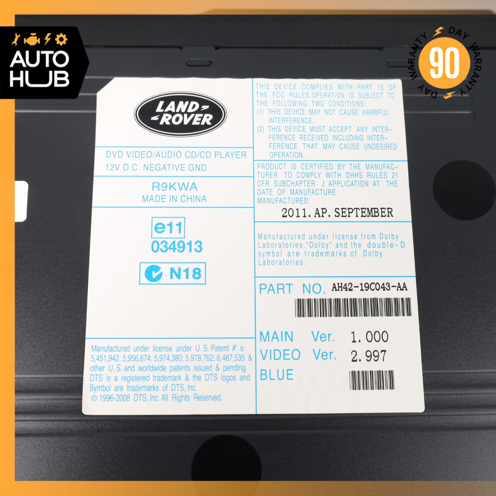 10-19 Aston Martin Rapide DVD CD Changer 6 Disk Player OEM 11k MILES