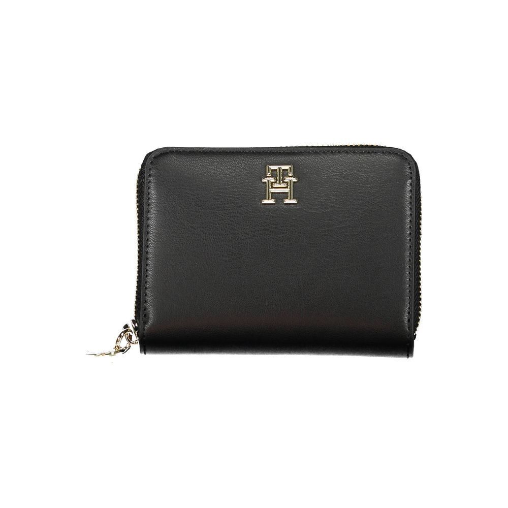 Tommy Hilfiger Black Polyester Womens Wallet Stylish Compact Design