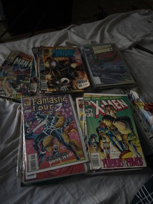 a duffel bag full of comics