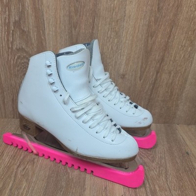 Riedell 121 White Leather Figure Skates Women s Size 7 Sapphire Canada Blades