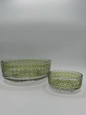Retro Vintage 1960s Jeanette Glass Hellenic Green Chip & Dip Set – Star Pattern