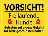 Holzschild 30X40 Cm Vorsicht Freilaufende Hunde Deko Geschenk Holz Schild