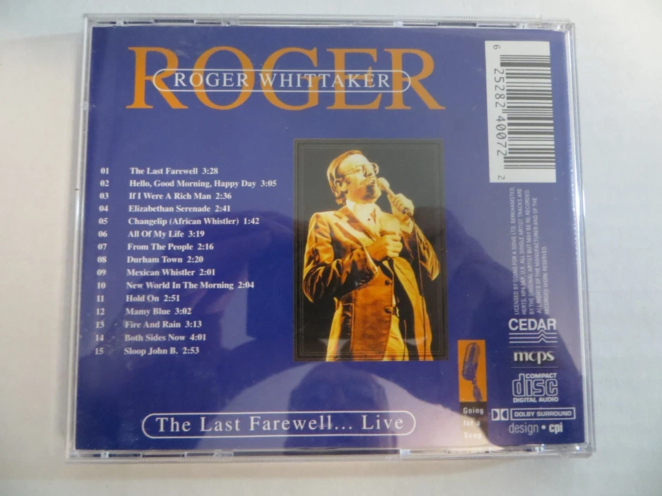 Roger Whittaker – The Last Farewell...Live - Going For A Song LEG007 CD LIKE NEW - Image 2 of 3