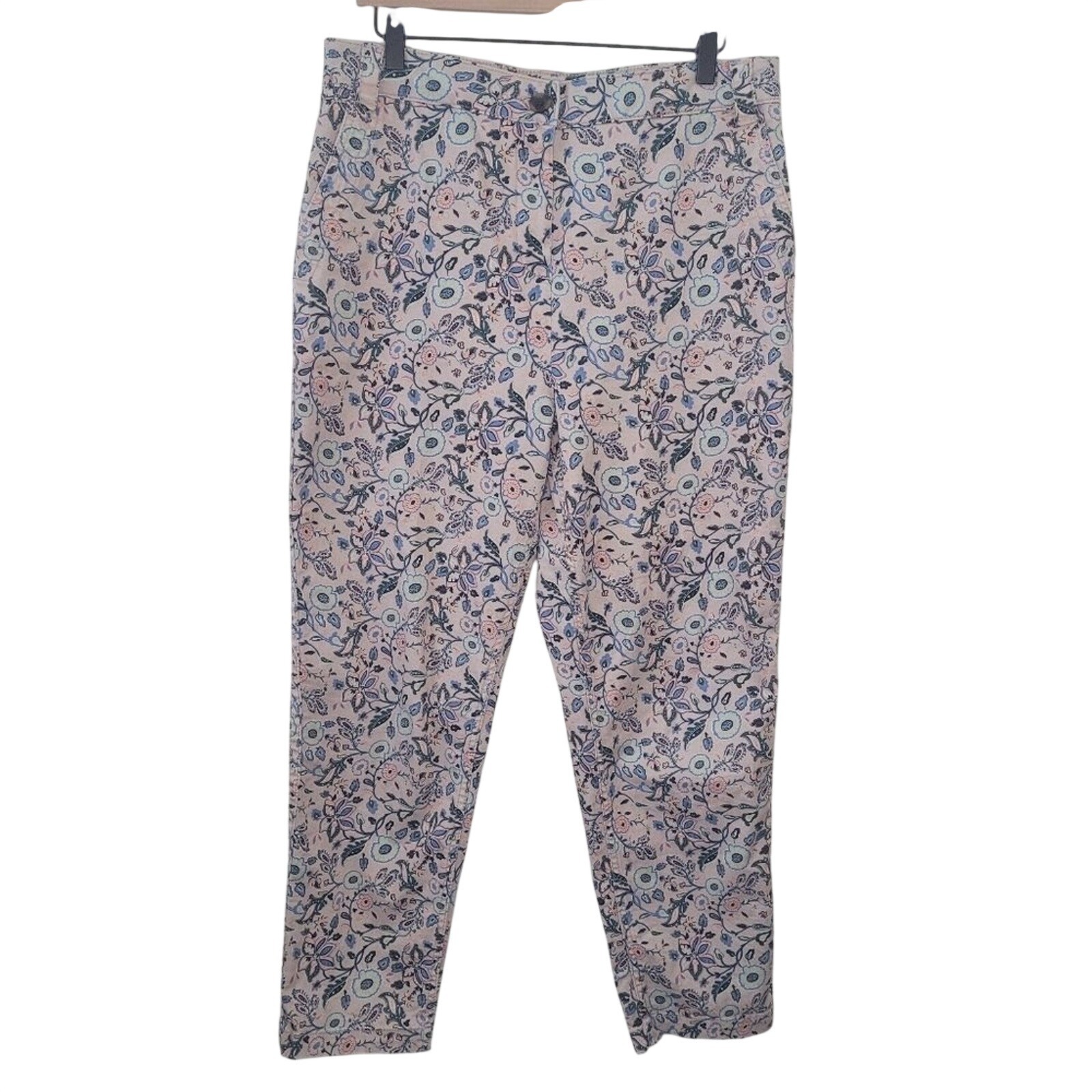 Boden Richmond 7/8 Trousers Pink Floral Paisley Slim Crop Pants US 10R UK 14R