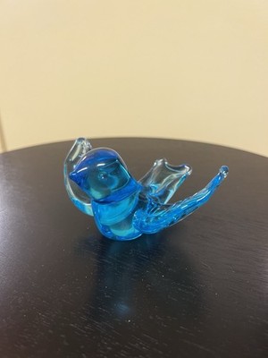 Titan Art Glass Handmade Soaring Bluebird Glass Bird Figurine Collectible