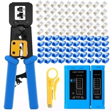 RJ45 Crimping Tool for Cat6/Cat5e 50 Pass-Through Connectors Tester
