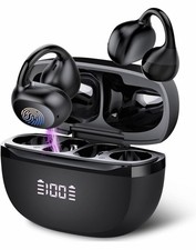 Open Ear Earbuds,Wireless Earbuds Bluetooth 5.4 Ergonomic Clip-On Ear buds, Bone