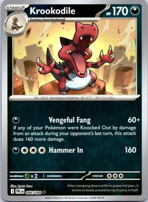 Krookodile 066/094 Uncommon Phantasmal Flames Pokemon Reverse Holo NM
