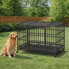 HOOBRO Dog Kennel Cage Dog Crate 48.4"L x 29.5"W x 34.3"H Black Pet Crate