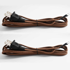 2Pack 8Ft Rayon Cloth Covered Replacement Electric Wire Lamp Cord with End Plug