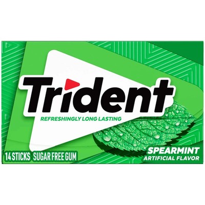 Trident Spearmint Sugar Free Gum, 15 Packs of 14 Pieces (168 Total Pieces)-3 BOX