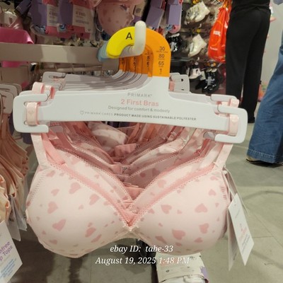 Mädchen Primark 2er Pack geformter BH erste BH 2er Pack Baumwolle gepolstert geformt 28 30 32 3