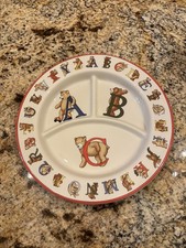 Tiffany  Co. Child  s 2 Piece Dish Set Plate Cup Alphabet Bears 1994 Perfect 