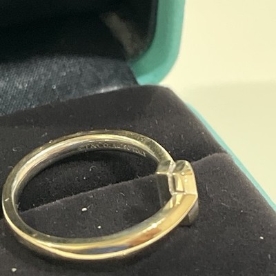 Tiffany & Co. T 18k White Gold Diamond Ring Size 5.75 2.4mm With