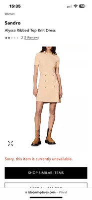 Sandro Paris Alyssa Ribbed Top Knit Dress   Gr. 36Beige)NP225   Neu mit Etikett!