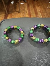 Two Mardi Gras Stretch Bracelets, Mardi Gras jewelery, bracelet, Mardi Gras