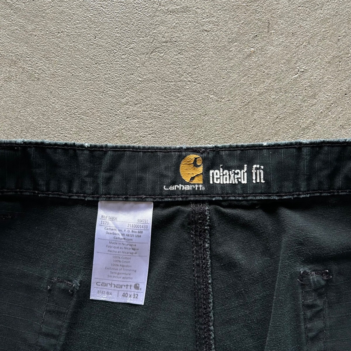 Carhartt Double Knee Cargo Pants Size 40x32 Black B342 Duck Canvas