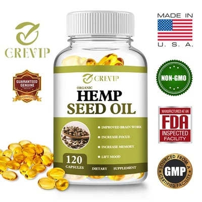 GREVIP Hanfsamenöl – Für Ruhe, Schlaf, Stress, Angst, Schmerzen – Vitamin A,Omega-3,6,9