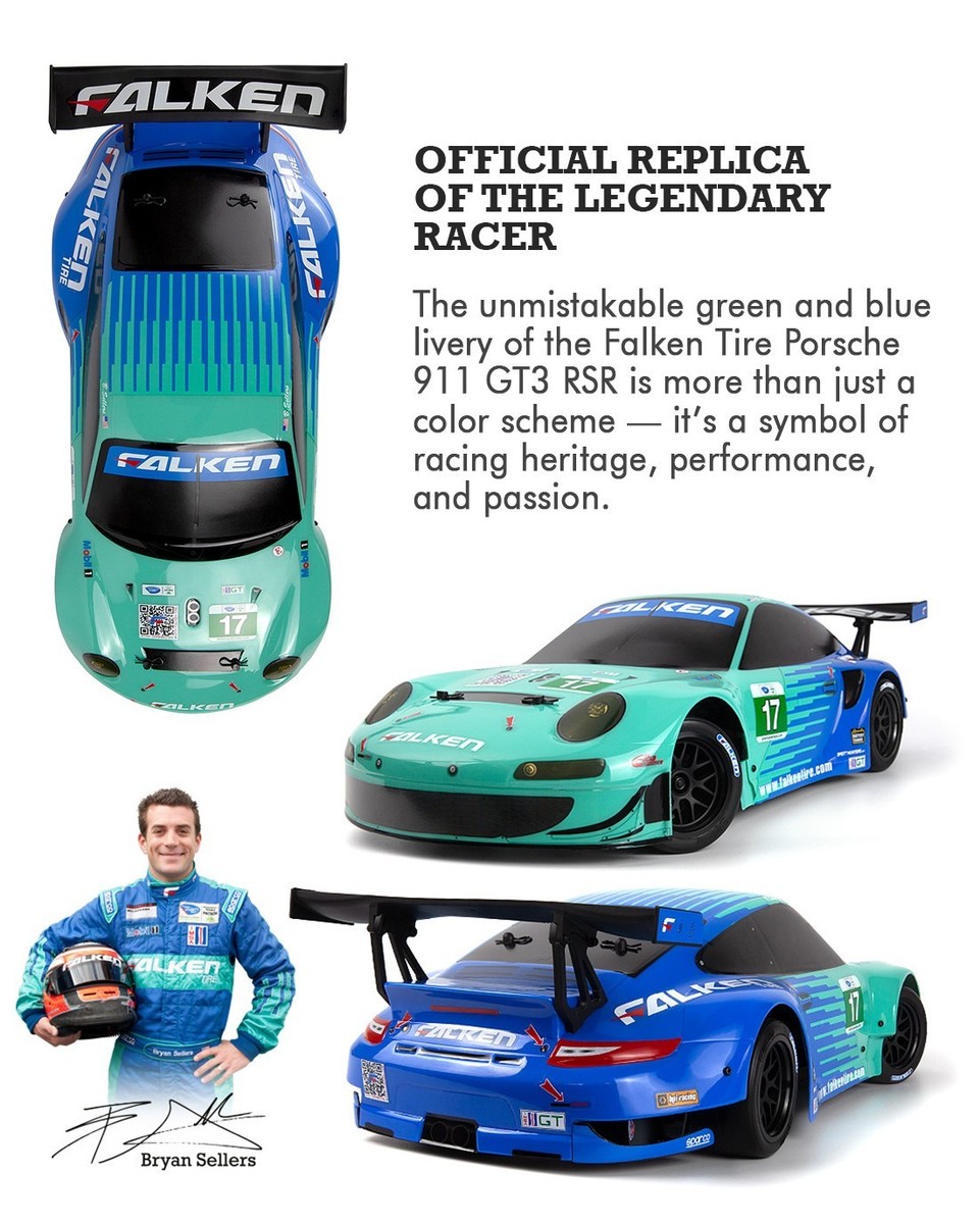 HPI Sport 3 Porsche 911 GT3 RSR Falken Flux Brushless 1/10 4wd RC