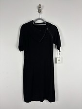 Nwt Calvin Klein Cowl Neck Sweater Dress Size Medium Black Knit Short Sleeve
