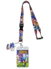 Sonic the Hedgehog Comic Strip ID Badge Holder Breakaway Lanyard w/ Rubber Charm