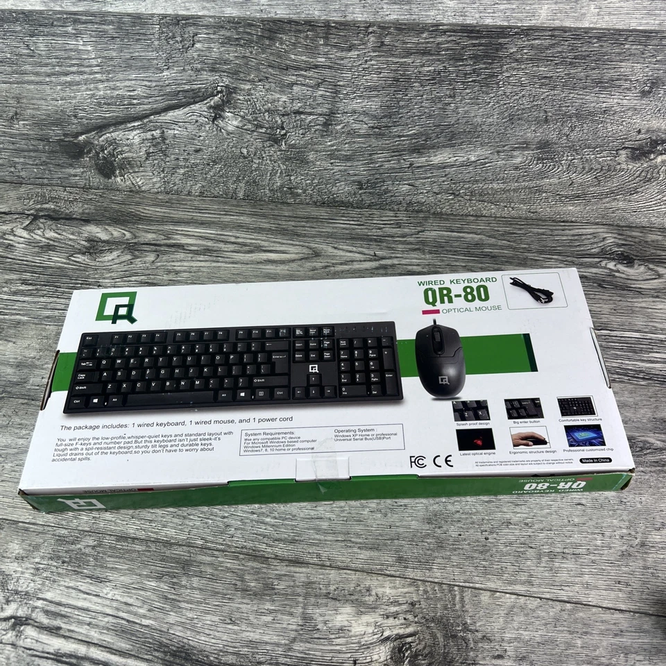 QR-80 Wired Keyboard With Wired Optical Mouse Black NEW - Image 4 of 4