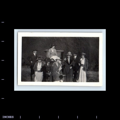 #ad Old Vintage Photo MEN WOMEN SITTING AROUND CLASSIC CAR $8.00