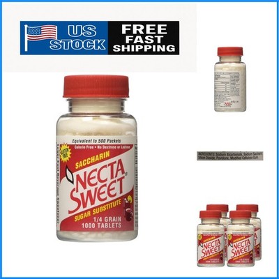 Calorie-Free Saccharin Tablets - 1000 Tablets in 4 Bottles, Fast-Dissolving