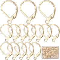 1 Box 60 StüCk 15.5 X 10Mm Echte 24 Karat Ohrring Haken Vergoldete Ohrringhaken