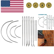 Heavy Duty Hand Sewing Needles Set - 12 Needles for Upholstery, Leather, Carp...