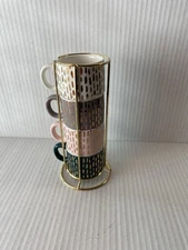 Coco & Lula Stackable Espresso Cups With Stand Set Of 4 Cups