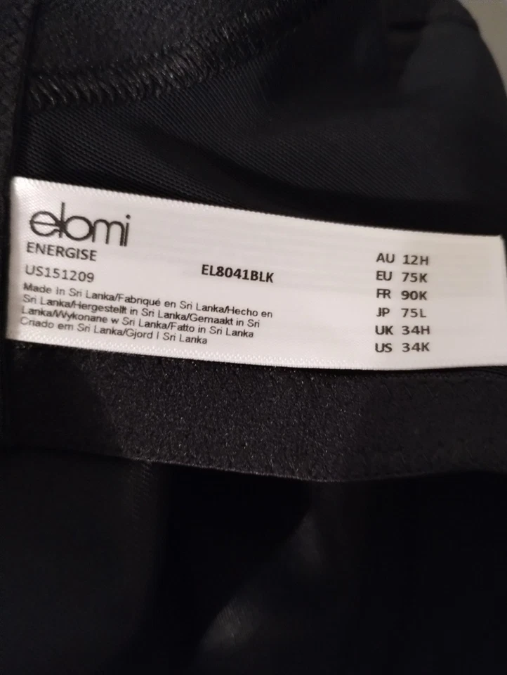 Nuevo con etiquetas Sujetador deportivo Elomi Energise con aros EL8041 negro para mujer TALLA 34K Foto 3 de 4