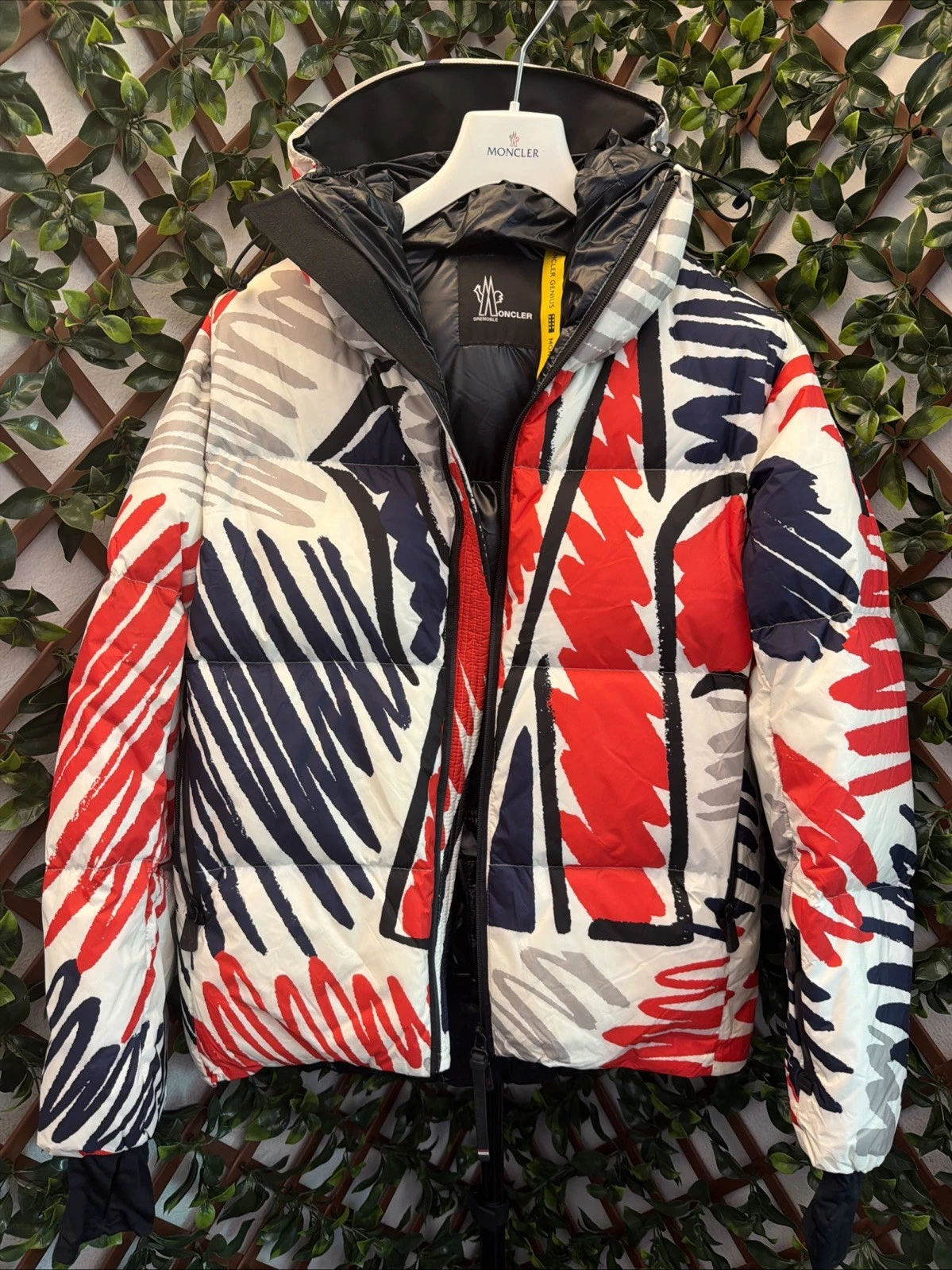 Moncler — Moncler Grenoble "Mazod" Scribble Print Down Jacket Size 1